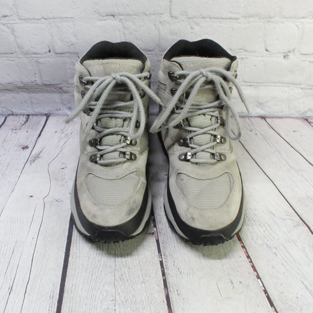 LL BEAN Gray Mesh Leather Mid Lace Up Waterproof Hiking Boots Size 9 - Picture 5 of 9